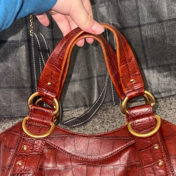 Maxx New York Croc-Embossed Red Shoulder Bag